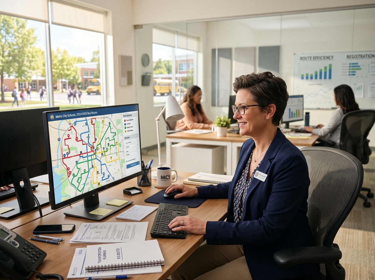 Transport office coordinating school bus routes
